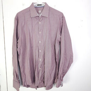 Bugatchi Shirt Mens XL Classic Fit Button Down Geometric Print Career Cotton